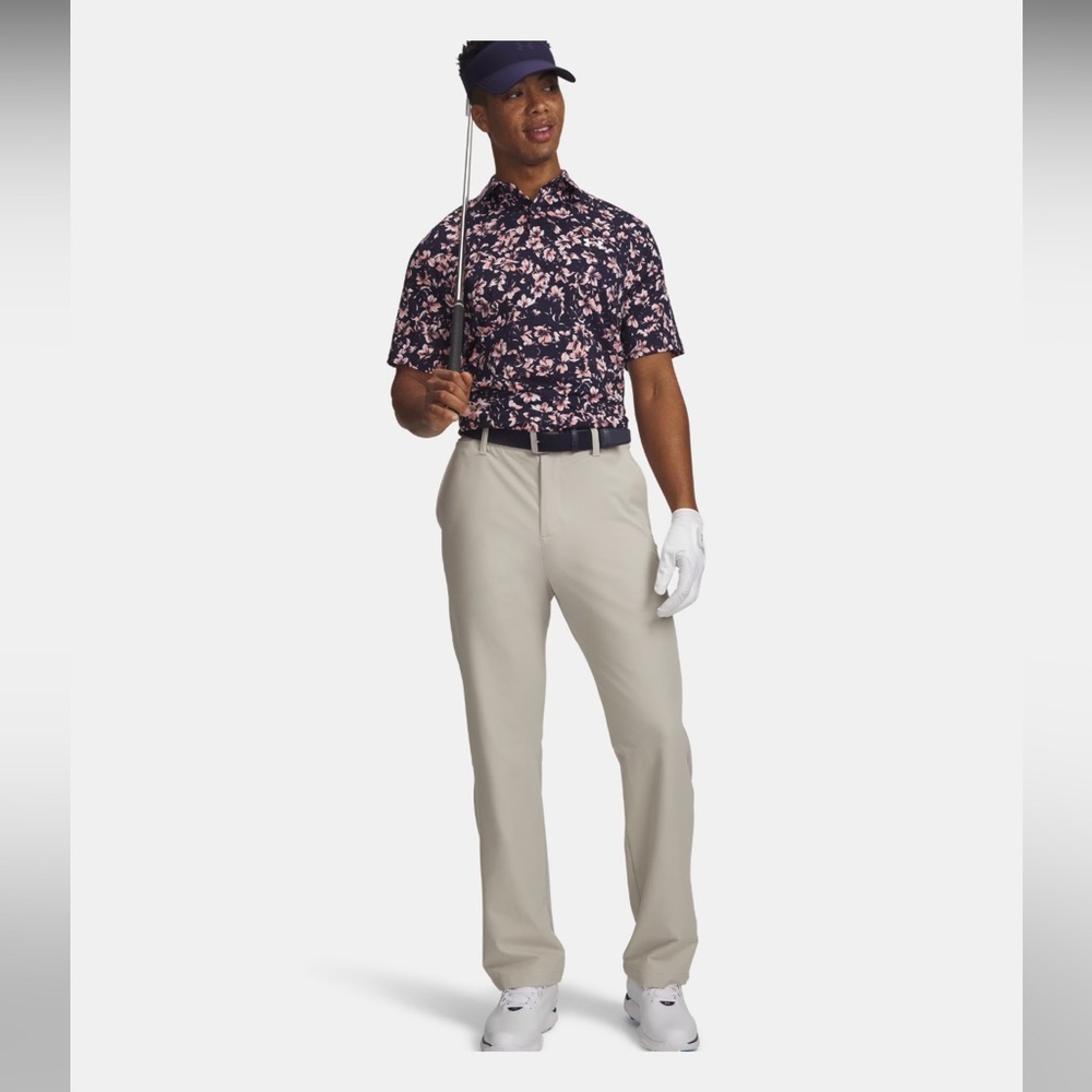 NWT UNDER ARMOUR Drive Khaki Golf Pants Slacks Tapered 38/32 $85